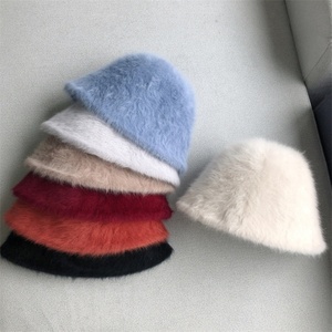 Gorro de pescador de piel de Color sólido a la moda, sombrero de pescador, sombreros de cubo de lana de invierno personalizados para mujer - Product Image 1