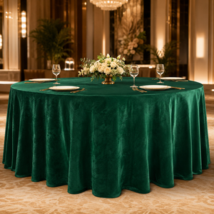 Green Velvet Wedding & Festival <b>Tablecloth</b> Organic Cotton/Bamboo Fiber Waterproof & Oilproof Disposable Customizable Size Color - Product Image 1