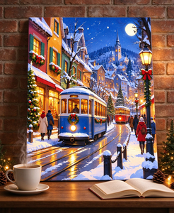 Kit Pittura con Numeri per Natale 40x50cm su Tela di Cotone, Paesaggio Invernale con Tram, Stampa Digitale, Decorazione Moderna per la Casa, Regalo - Product Image 2