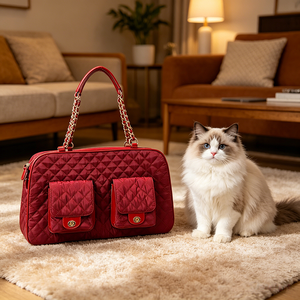 Fashion Pet Carrier Handbag Dog <b>Cat</b> Travel Bag Breathable Mesh Portable Pet Bag Luxury Design Pet Carrier - Product Image 1