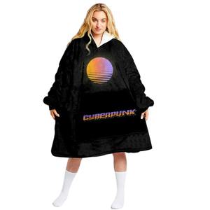 2022 Unisex Winter Solid Woven Flannel PULLOVER <b>Hoodie</b> Blanket Custom Embroidered LOGO Printed Oversize Soft Loungewear - Product Image 1