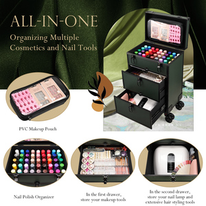 Rolling <b>Makeup</b> <b>Case</b> Storage Drawer Small Bag Travel Cosmetic Train <b>Case</b> with wheels Salon Barber Suitcase Beauty Cart Trunk - Product Image 2
