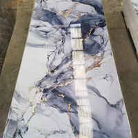 Lámina de PVC con Acabado Brillante UV, Panel de Pared de Imitación Mármol Impermeable para Decoración de Interiores, Materiales de Decoración de Pared de Estilo Simple