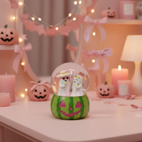 Boule à neige en résine mignonne d'Halloween, motif pastèque, impression de couple fantôme tropical, décor d'été pour boissons, B2B