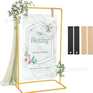 Letrero de bienvenida para boda con marco rectangular de metal dorado, soporte para colgar pósteres para decoración de fiestas de boda - Product Image 1