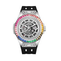 HANBORO Montre mécanique automatique de luxe pour homme Collection Super Bang Bracelet remplaçable à dégagement rapide Pointeur en acier inoxydable