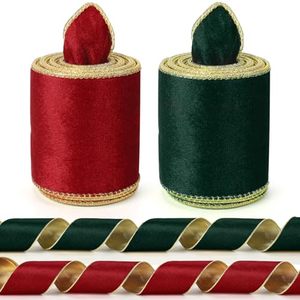Rubans de Noël de luxe pour la décoration de l'arbre de Noël, ruban en velours rouge de 6,3 cm pour la fabrication de nœuds DIY - Product Image 1