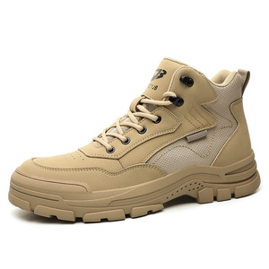 Chaussures de sécurité pour hommes, semelles souples, légères, respirantes, bottes à embout d'acier pour femmes, anti-écrasement, anti-perforation - Product Image 2
