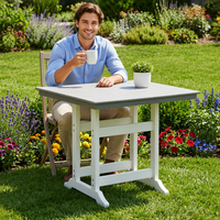 Table de patio moderne en HDPE, résistante aux intempéries et aux UV, mobilier de jardin pour usage commercial, durable pour hôtel, complexe hôtelier, camping