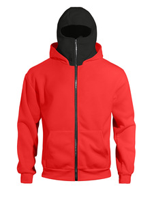 Sweat-shirt à capuche blanc avec fermeture éclair, double couche, hiver, pull pour homme avec poche - Product Image 5
