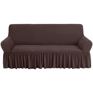 Wholesale Custom Color Modern Style <b>Sofa</b> Slipcover Elastic <b>Stretch</b> Fabric 94% Polyester 6% Spandex Solid Pattern Skirt Included - Product Image 1
