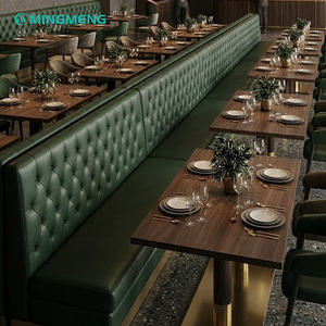 Luxury Green Tufted Restaurant Booth Seating with <b>Walnut</b> <b>Table</b> Commercial <b>Dining</b> Furniture Set - Product Image 1