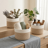 Lot de 3 paniers de rangement en corde de coton tressée pour serviettes de bain, articles de toilette, produits de soin, bureau et étagères domestiques