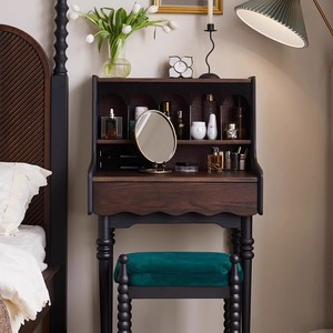 <b>Small</b> French Retro Dressing Table Solid Wood <b>Mirror</b> Bedroom <b>Vanity</b> Desk YS-707 - Product Image 1