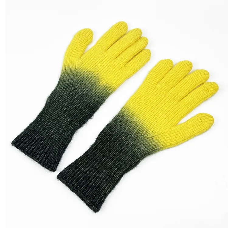 Stijlvolle Gebreide Driver Handschoenen Mode Groothandel Custom Gradiënt Effen Kleur Warm Touchscreen Open Vinger Want Voor Vrouwen Groen