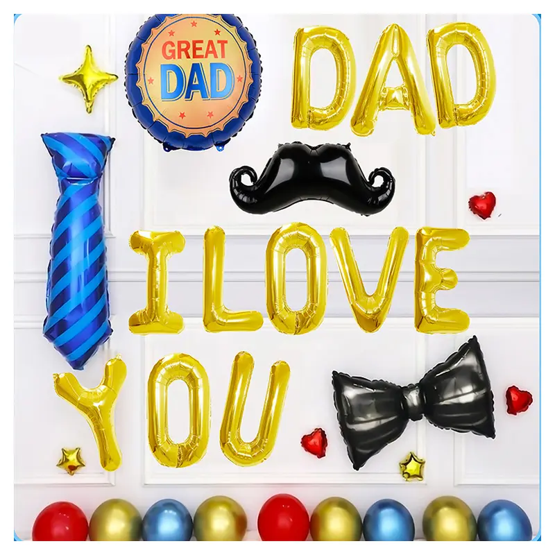 父の日ギフトバルーンお父さん私はあなたを愛していますパーティーの装飾家の父の日の装飾のための口ひげネクタイネクタイ付きバルーン
