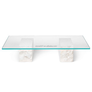 SH pietra vendita calda Top Design salotto moderno di lusso <span class=keywords><strong>tavolino</strong></span> in marmo con piano quadrato in <span class=keywords><strong>vetro</strong></span> - Product Image 6