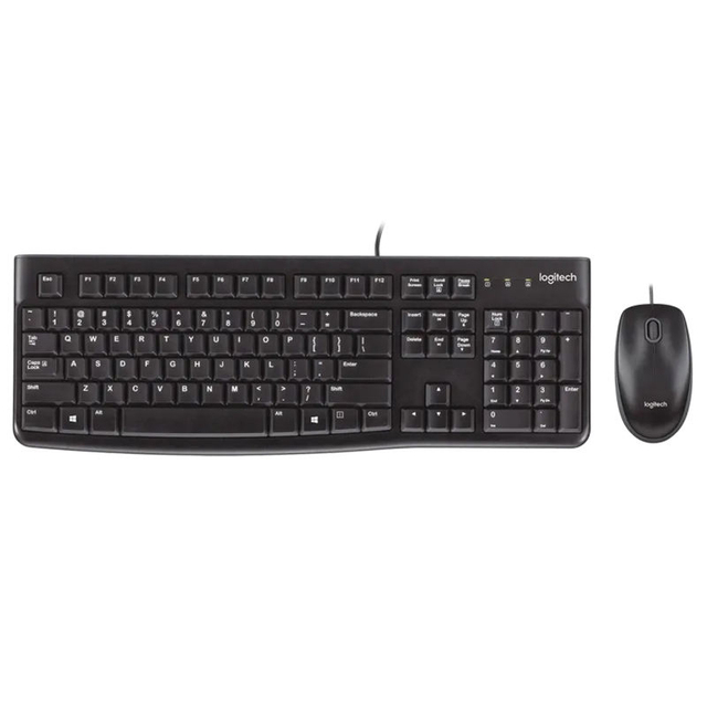 Logitech MK120 Wired USB LED Backlit Keyboard Mouse Combo for Office & Home