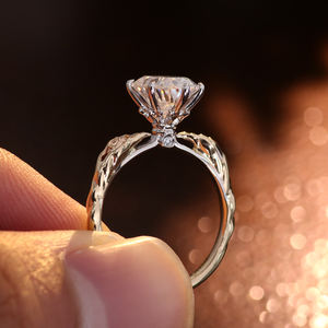 Anelli Vintage Certificati di Design con Incastonatura a Castone in <span class=keywords><strong>Moissanite</strong></span>, Oro Giallo Massiccio 18k, Regalo per Matrimonio, Fidanzamento, San Valentino per Donne - Product Image 3