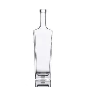 Fancy 70cl White Spirits Clear Glass Rum Bottles 700 ML with Cork