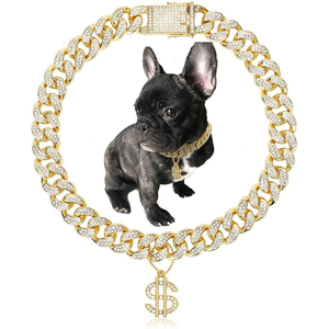20mm Big <strong>Dog</strong> <strong>Chain</strong> Gold <strong>Dog</strong> <strong>Collar</strong> Zircon Cuban Link <strong>Chain</strong> Handmade Iced Out Diamond Exaggerated Dollar Pendant Cuban <strong>Dog</strong> <strong>Chain</strong> - Product Image 1