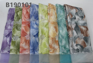 CHOCOO Nuovissimo Tessuto in Pizzo Nigeriano Stampato Viola <span class=keywords><strong>Ricamato</strong></span> con Perline e Paillettes 100% Poliestere Elastico - Product Image 6