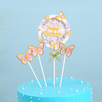 Meistverkaufte Rosa und Lila Schmetterling-Kuchendekoration Geburtstagstorten-Dekorationszubehör