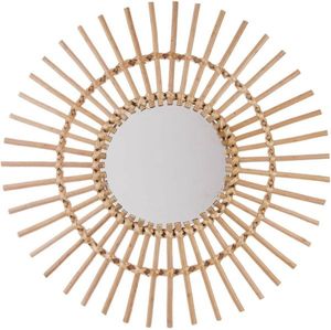 Specchio da Parete Rotondo in Rattan Fatto a Mano, Stile Boho, Decorativo per Caffè, Hotel e Airbnb - Product Image 2