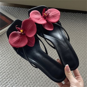 2025 Summer New Ladies' Stiletto High Heels for Slippers <b>Sweet</b> Girl <b>Flower</b> Anti-Slippery Breathable Height Increasing Soft - Product Image 1