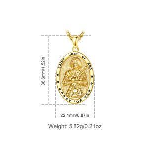 Collar con Colgante de Santa Juana de Arco Chapado en <span class=keywords><strong>Oro</strong></span> de 18K sobre Cobre, Letras Esmaltadas en Negro, Joyería Católica de Coraje al por Mayor - Product Image 2