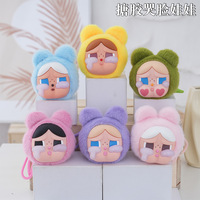 Porte-clés et pendentif en peluche en vinyle souple, design tête de bébé pleurant en forme d'ours, poupée tendance en forme 3D, article suspendable