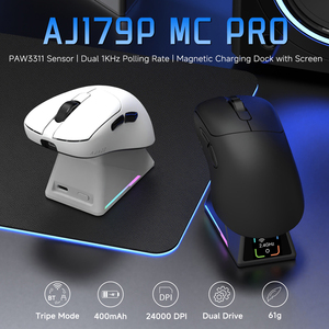 Ratón para Juegos AJAZZ AJ179P MC PRO, Sensor PAW3311, 24000DPI, Ergonómico, Tri-Modo, 2.4G, USB-C, Pantalla RGB, Base, 61g, para Gamers - Product Image 3