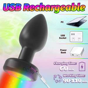 Lumière LED Point G Plug Anal Silicone Anal Vibration Prostate Massager avec Télécommande Jouet Sexuel Adulte pour Hommes et Femmes Noir - Product Image 2