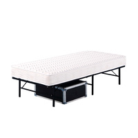 Cadre de lit pliant en métal durable, design minimaliste portable pour chambre, bureau, hôtel, tailles simple/double, livré en boîte