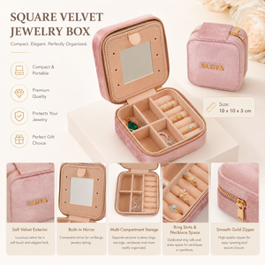Portable Custom Logo Velvet Plastic Square Jewelry <b>Box</b> Organizer Simple High-end <b>Earring</b> Ring Bangle Case Zipper Closure - Product Image 1
