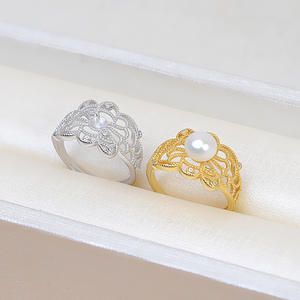 S925 Silver <b>Ring</b> for Women Retro Palace Open Design with 18K Plating 4-6 Size Living Mouth DIY <b>Pearl</b> Jewelry 46 Accessories - Product Image 2