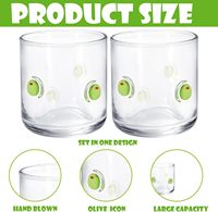 Verres à jus/vin/cocktail OrtusHome Olive Icon, robustes, en verre, 500 ml, transparents, sans pied, lavables au lave-vaisselle, emballage personnalisé, pour la maison