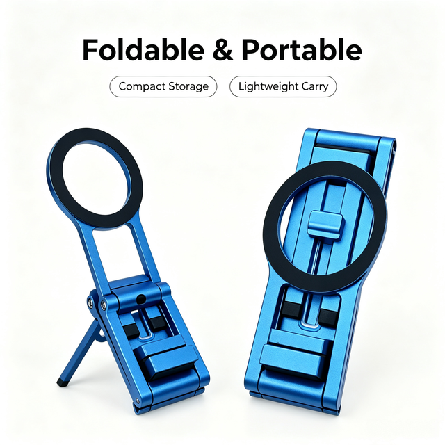 Portable Foldable Magnetic Phone Tripod Stand Aluminum Alloy Multi Angle Adjustable Desktop Phone Holder