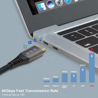 Cable de línea de transferencia de datos Thunderbolt 3, 100W, 5A, 40Gbps, USB4.0, USB 4, 4,0, macho a macho, tipo C, carga rápida, 8K, 60Hz