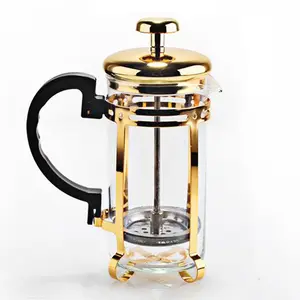 硼硅酸盐玻璃用不锈钢双层手泡法式压榨机咖啡壶咖啡股壶