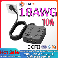 Regleta de Enchufes Multifuncional para el Hogar con 8 Tomas de CA, 4 USB-A, 2 USB-C, Cable Plano de 18AWG y 10A, Cargador de Fábrica