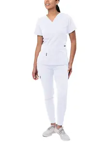OEM ODM di alta qualità con scollo a v personalizzato all'ingrosso alla moda Spandex medico scrub uniformi imposta abiti ospedalieri