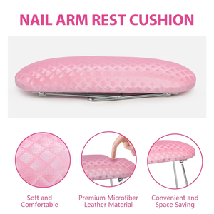 Portable Nail Arm Rest Cushion Soft Leather <b>Foldable</b> Plaid Waterproof Manicure Hand Pillow Salon Pink White Tool Wholesale - Product Image 3