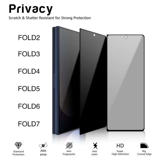 9H Anti-spy Tempered Glass Scree Protector Privacy Glass Creen Protector for Samsung Z Fold 7 Fold6 Fold5