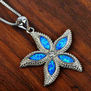 Collana con stella marina blu opale alla moda collana con stella oceanica per donna collezione oceano - Product Image 4