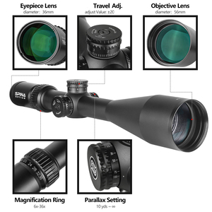 Spina Optics 6-36x56 SF săn bắn phạm vi Dot kẻ ô phạm vi với Side parallax tháp pháo khóa thiết lập lại chiến thuật tầm nhìn quang học - Product Image 4