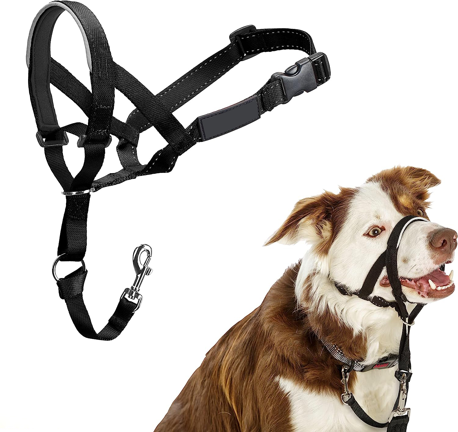 Collier de tête de chien le plus vendu pour arrêter de tirer sur la laisse, bande de nez rembourrée aide à la formation professionnelle anti-traction pour chiens de taille moyenne