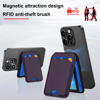 Porte-cartes et portefeuille magnétiques en cuir PU pour IPhone12-17 Pro Max en acier inoxydable avec fonction de support d'usinage CNC