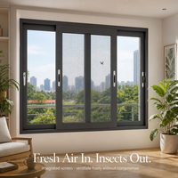 Fenêtre coulissante en aluminium avec moustiquaire intégrée, double vitrage, anti-insectes, économie d'énergie, insonorisée, vente en gros directe d'usine