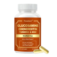 Cápsulas Veganas de Glucosamina, Condroitina, Sulfato de Cúrcuma y MSM de Marca Privada, Suplemento para el Soporte de la Comodidad y Movilidad del Cartílago y las Articulaciones